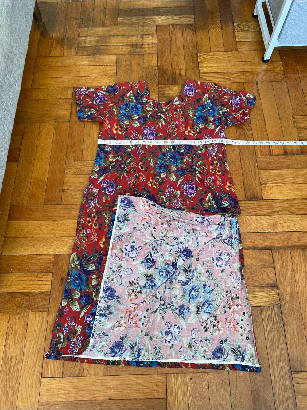 Handmade Red Floral Cotton Dress, Open Sides, Women’s Medium, Cottagecore Boho - Picture 5 of 6